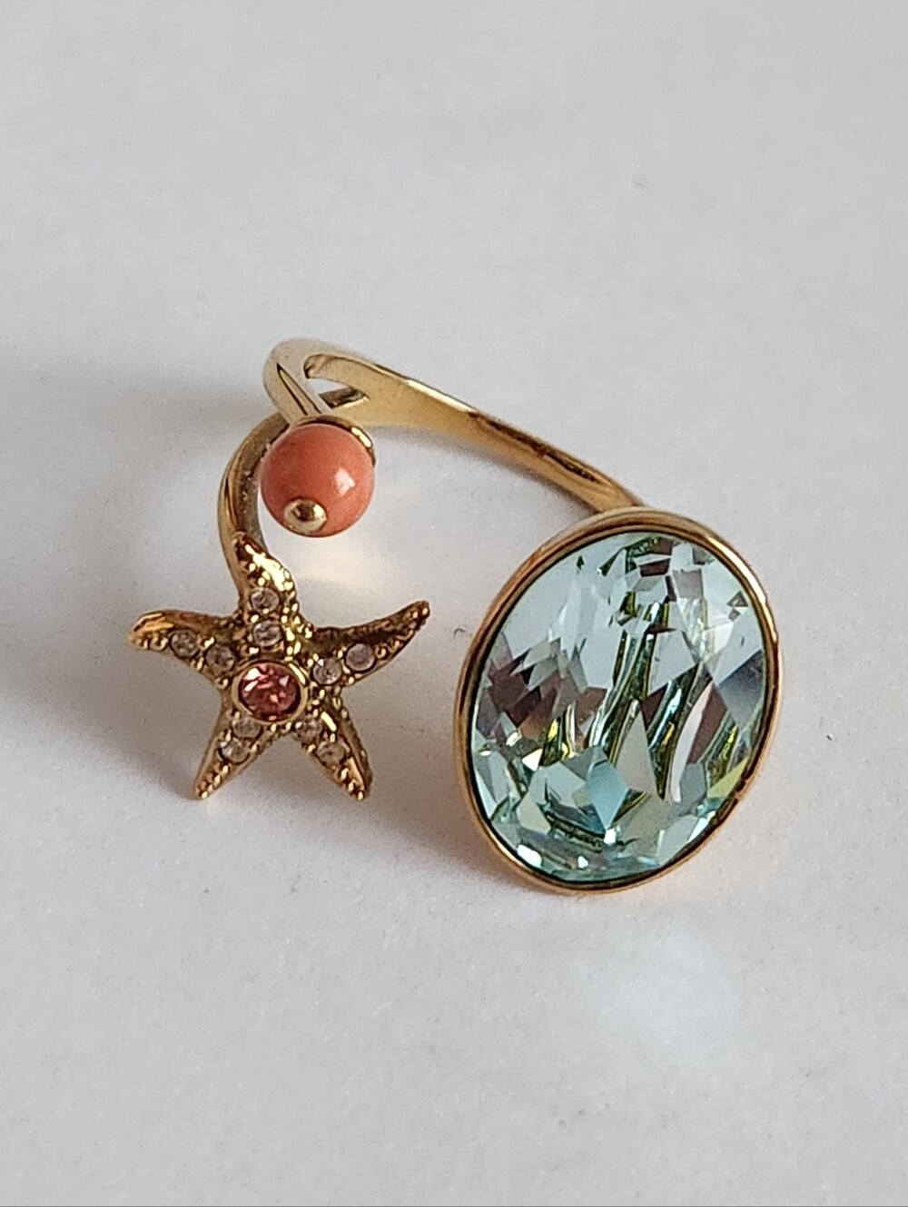 SWAROVSKI Open Ring with Aquamarine Crystal Starfish Accent